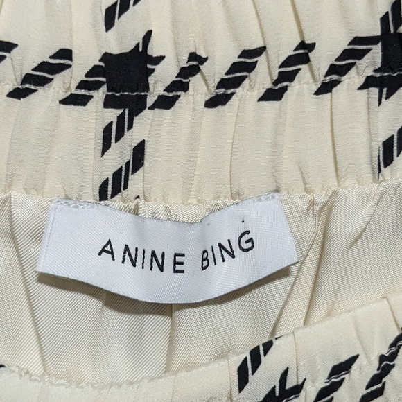 Anine Bing Cream Wide Leg Pants with Bold Check Pattern - Picture 5 of 7